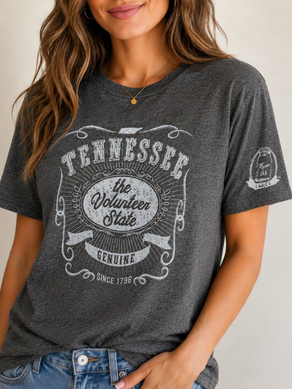 Mason Jar Label Tennessee Volunteer State Unisex Graphic T Shirt XL